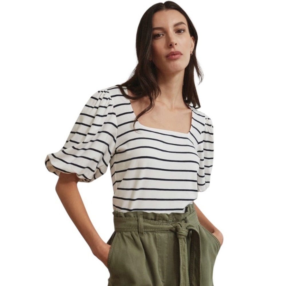 New RW&CO XS Bubble Sleeve Striped Top